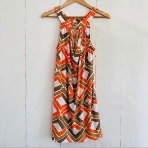 Trina Turk Orange & Brown Stretchy Halter Dress